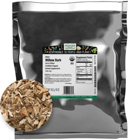 Frontier Co-op Willow Bark bottle with Kosher certification for trusted quality.