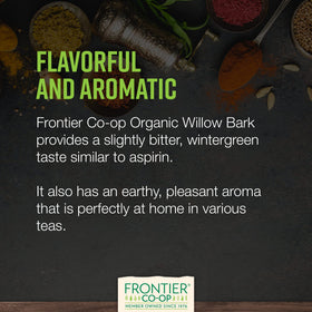 Frontier Co-op Willow Bark Kosher-certified label signals purity and compliant sourcing.