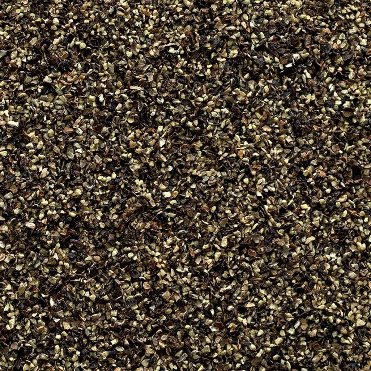 Frontier Co-op Black Pepper dispensing jar shows coarse grind for quick seasoning at the table.