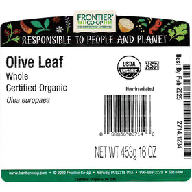 Frontier Co-op olive leaf tea-steep closeup with fragrant aroma for a soothing cup.