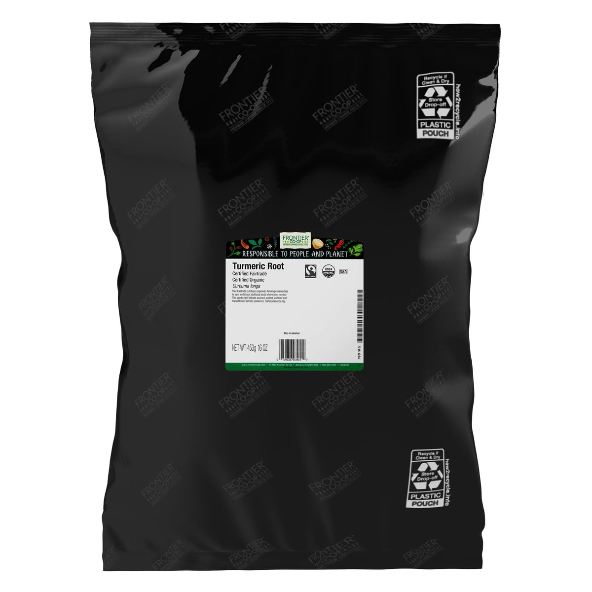 Frontier Co-op ground turmeric powder in a 1lb bag for versatile cooking