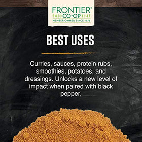 Frontier Co-op turmeric powder add golden color to dishes and sauces