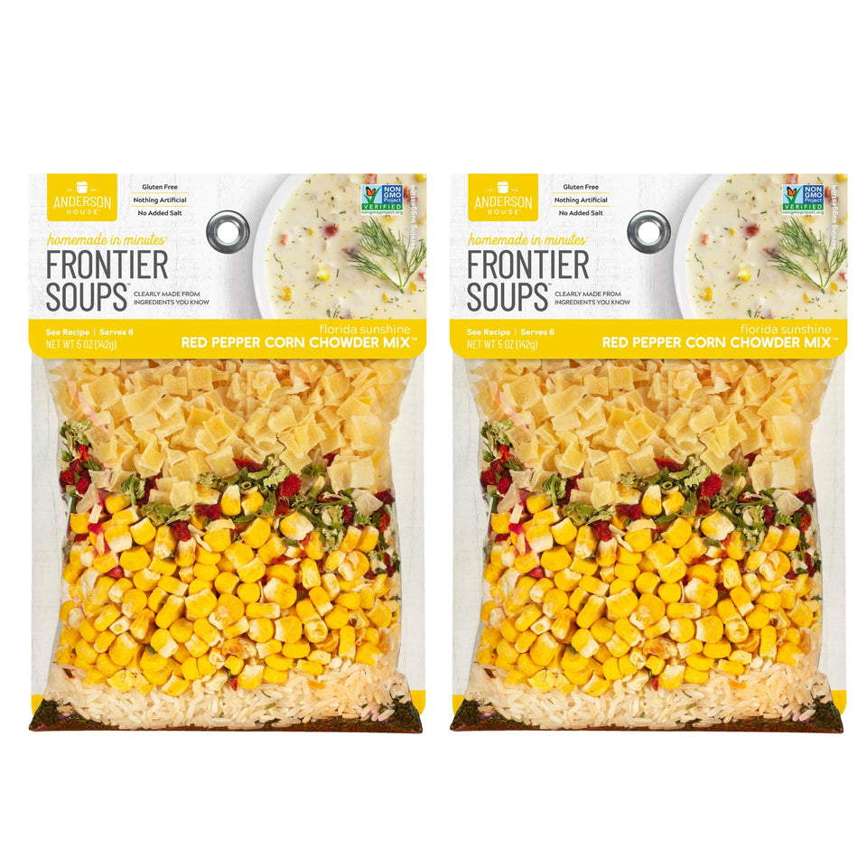 Frontier Soups Homemade In Minutes Chowder Mix front view showcases convenient packaging for quick meals.