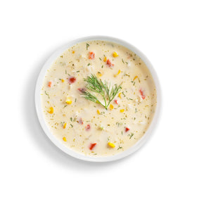 Frontier Soups Homemade In Minutes Chowder Mix served in a bowl for a comforting quick dinner.