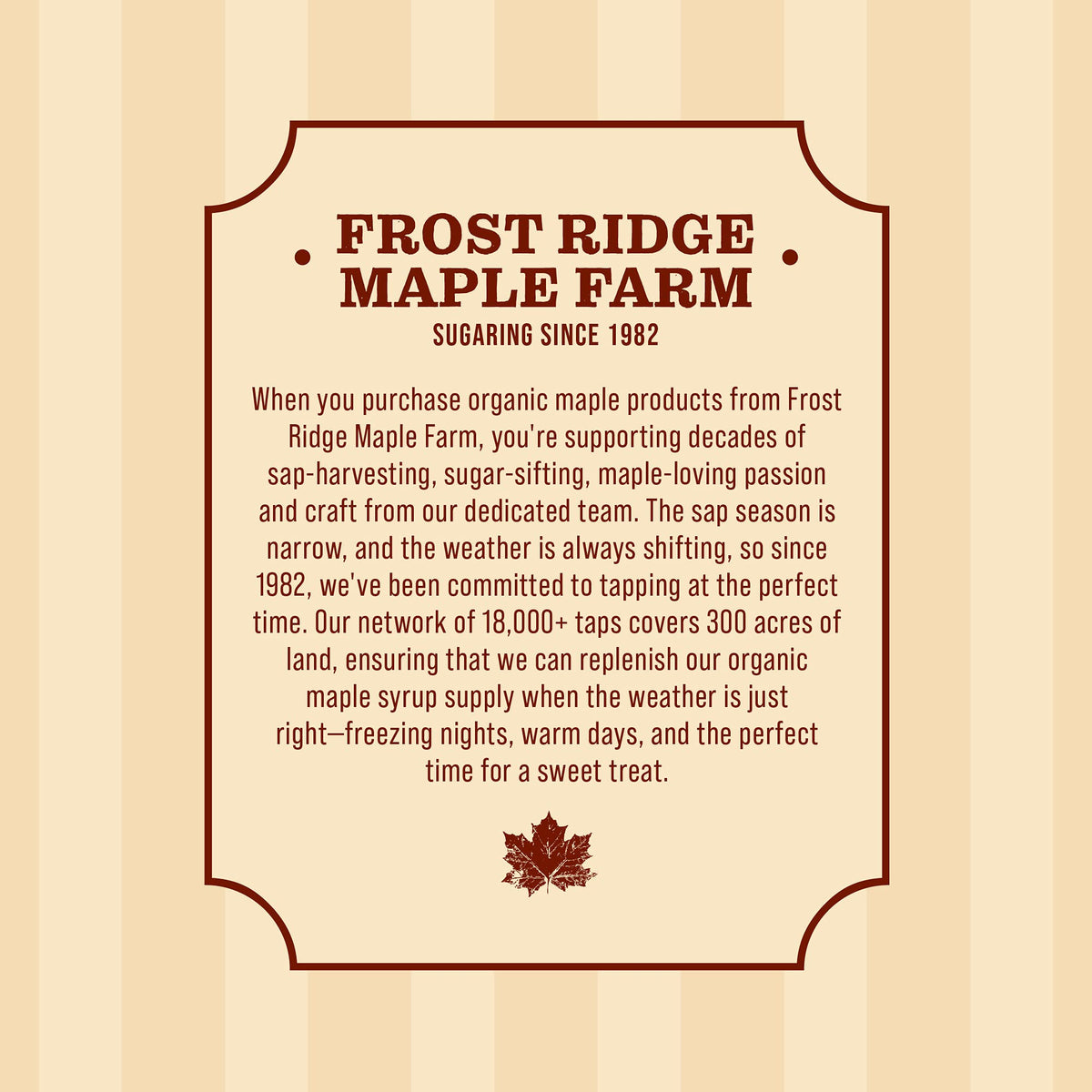 Frost Ridge Maple Farm gift packaging maple cream suggests a thoughtful, gourmet breakfast upgrade.