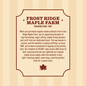 Frost Ridge Maple Farm gift packaging maple cream suggests a thoughtful, gourmet breakfast upgrade.
