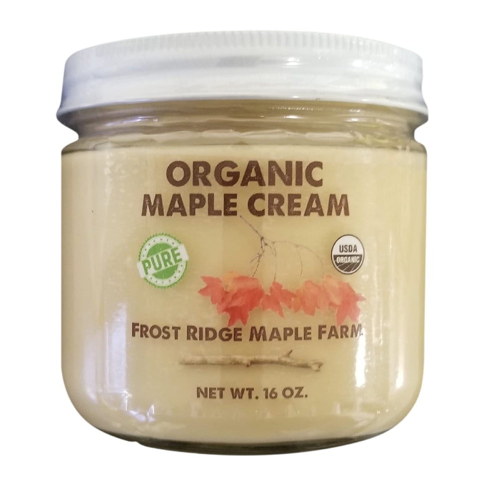 Frost Ridge Maple Farm maple cream bottle shows smooth texture and rich aroma for breakfast.