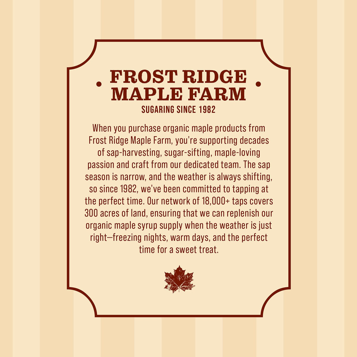 Frost Ridge Maple Farm maple sugar shelf display highlights premium pantry staple