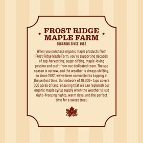 Frost Ridge Maple Farm maple sugar shelf display highlights premium pantry staple