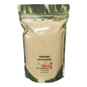 Frost Ridge Maple Farm powdered maple sugar bottle shows pure, organic sweetness for baking