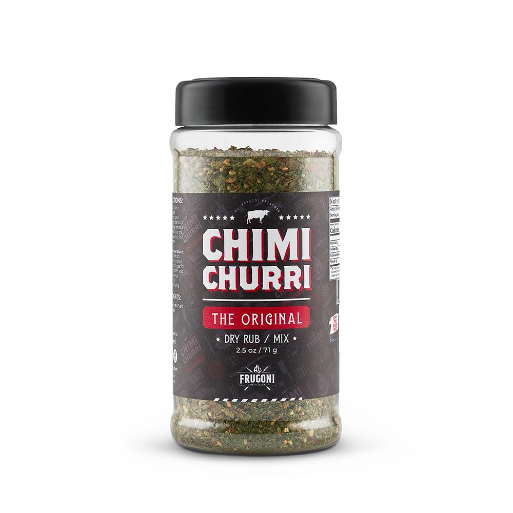 Frugoni Chimichurri Original bottle front showing herb-forward blend for sauces and marinades.