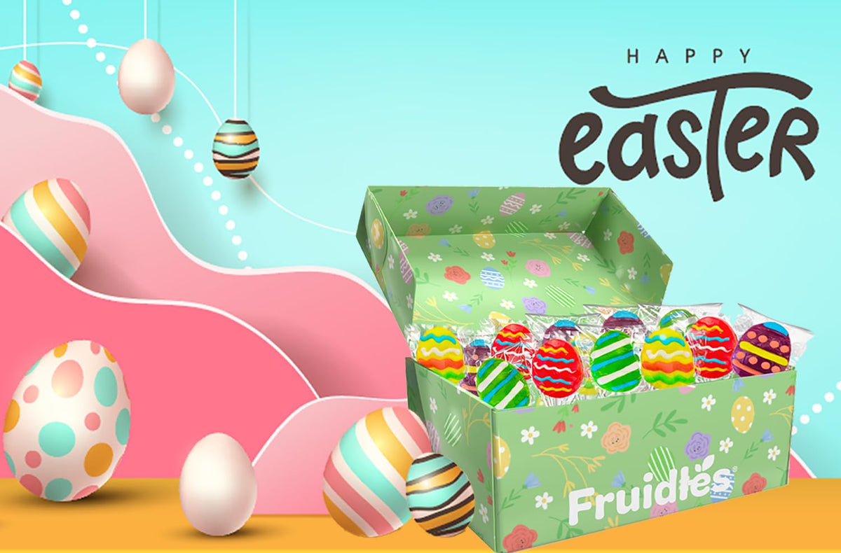 Fruidles 12-pack Easter lollipops, perfect for party favors.