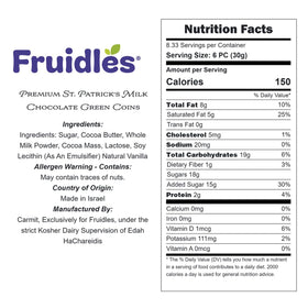 Belgian nut-free milk chocolate coins in green foil by Fruidles