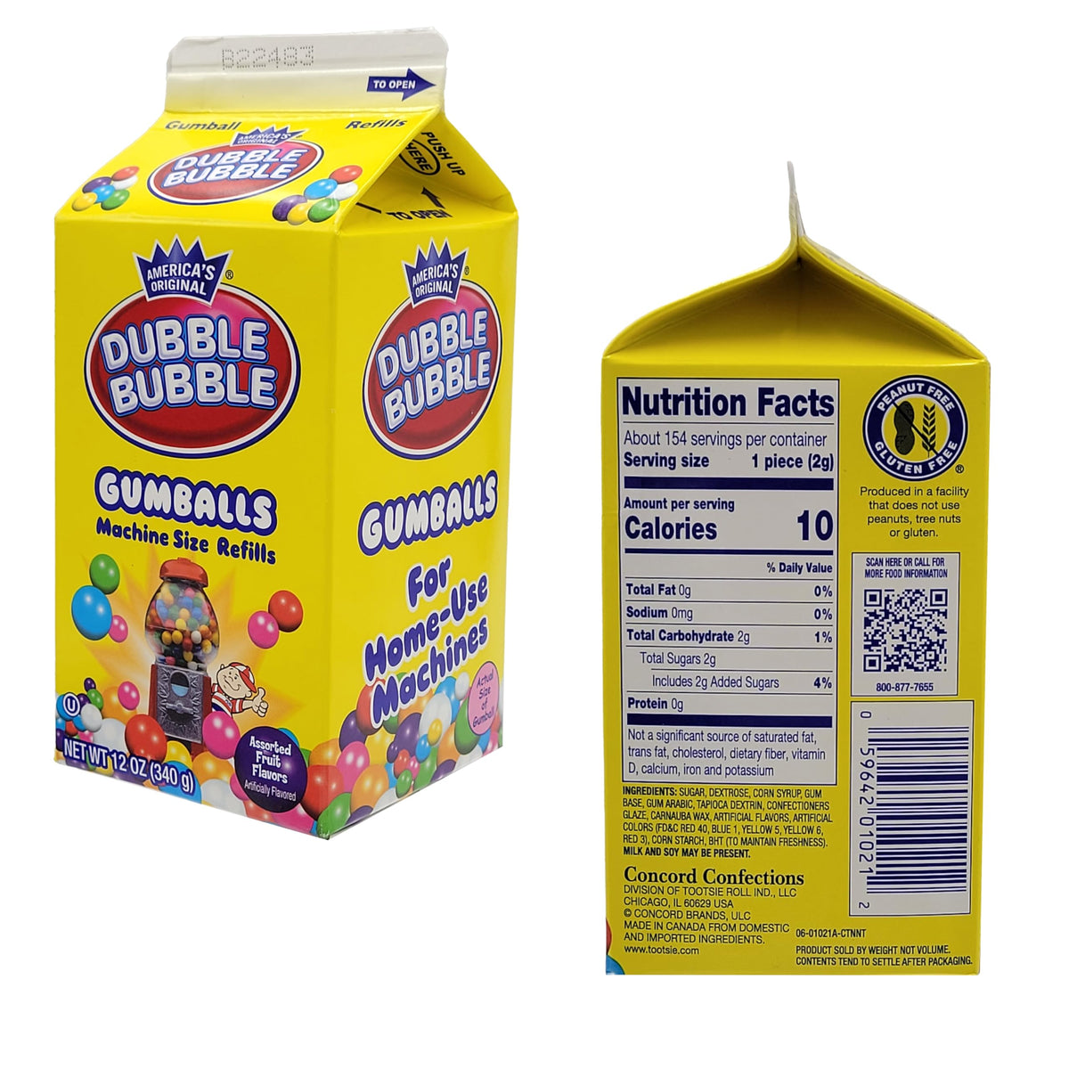 Fruidles bubble gum machine with bright colors appeals to families.