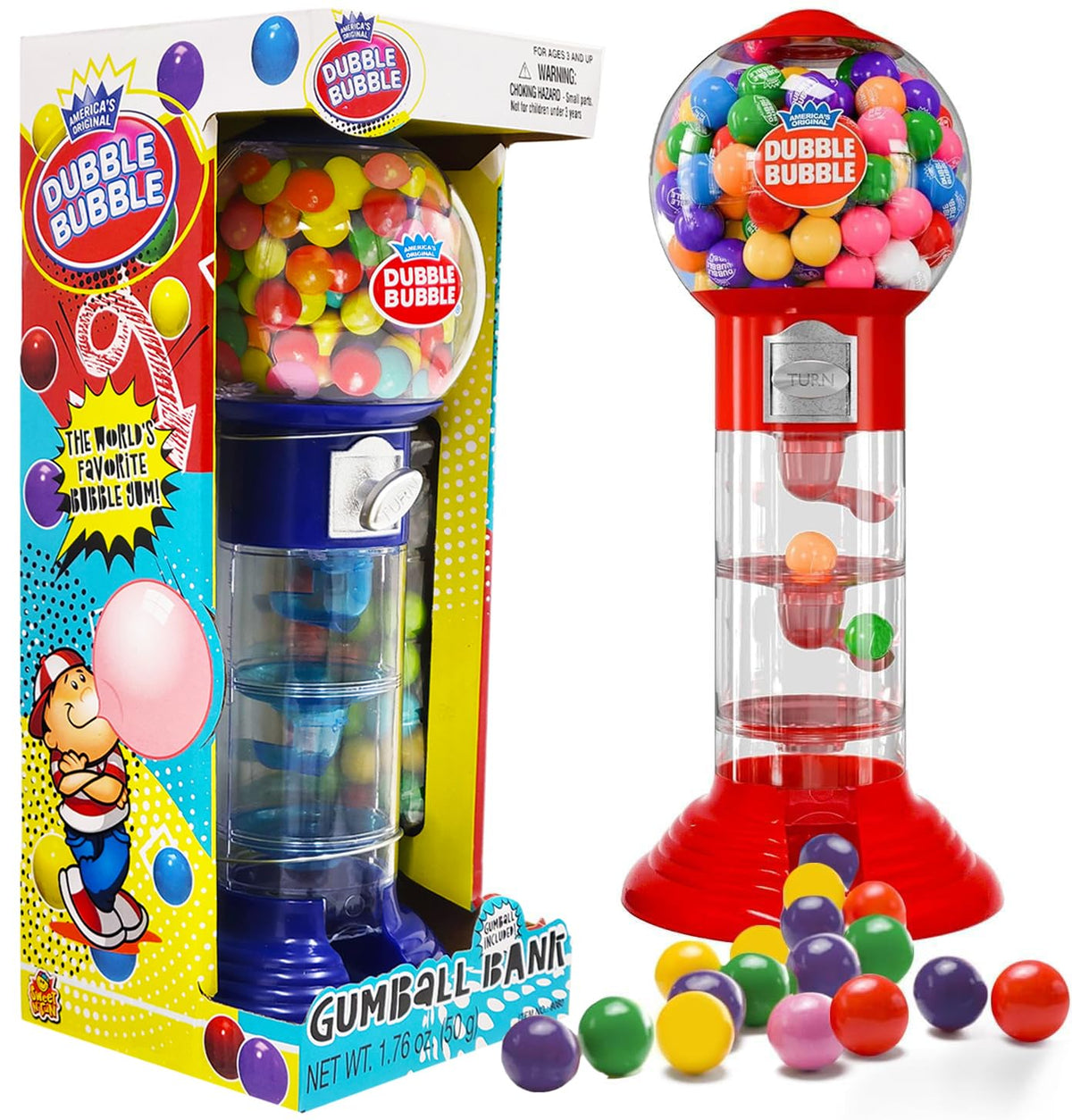 Fruidles colorful gumballs inside the dispensing chamber highlight fruity flavors.