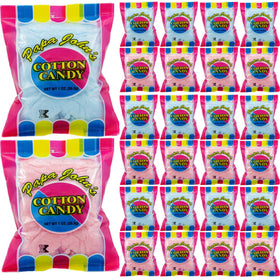 Fruidles blue and pink cotton candy 1oz bag, ideal party favor.