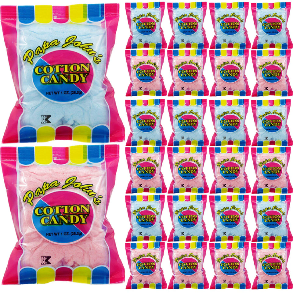 Fruidles blue and pink cotton candy 1oz bag, ideal party favor.