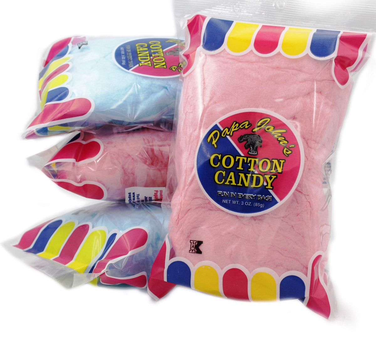Fruidles blue and pink cotton candy trio bags for kids party display