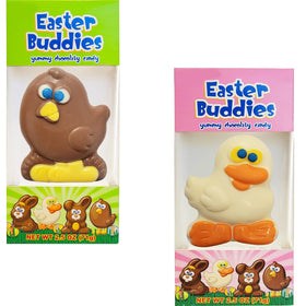 Fruidles milk chocolate bunny close-up shows creamy texture and melt.