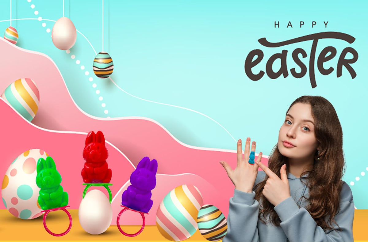 Fruidles Easter Bunny Candy Rings close-up wrapped individually for freshness.