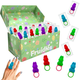 Fruidles Easter Bunny Candy Rings kids snacking during celebrations.