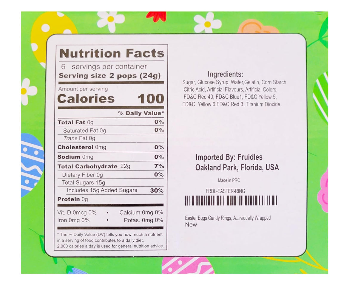 Fruidles Easter Bunny Candy Rings mixed fruit colors for snacking.