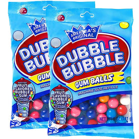Fruidles fruit flavored gum balls in a 5oz bag, close-up, ideal machine refill.