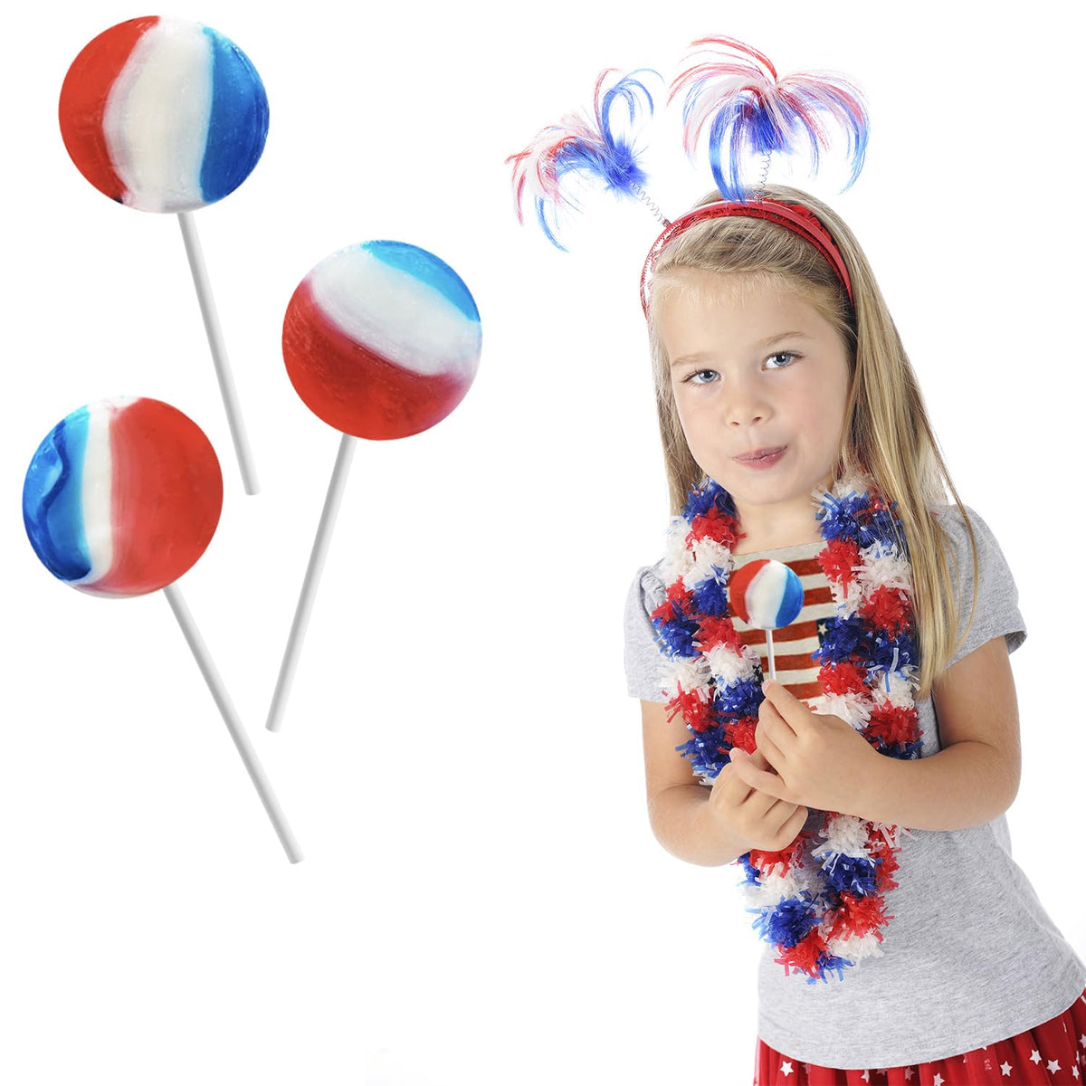 Fruidles gluten-free patriotic cherry lollipops in packaging