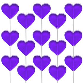 Fruidles mini heart-lollipops in grape packaging, ideal for party favors and gifting.