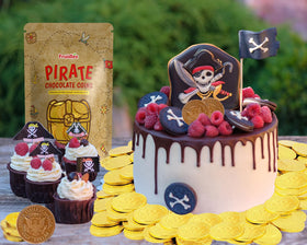 Fruidles Pirate Belgian Milk Chocolate Coins candy buffet centerpiece.