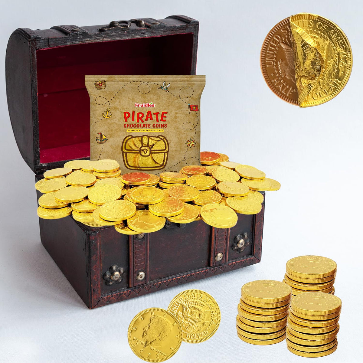 Fruidles Pirate Belgian Milk Chocolate Coins goody bags ready.