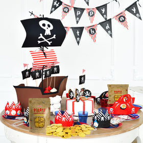 Fruidles Pirate coins on table display, ideal for candy buffets.