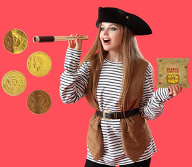 Fruidles Pirate Belgian Milk Chocolate Coins vibrant party decorations.