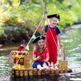 Fruidles Pirate Belgian Milk Chocolate Coins treasure chest setup for games.