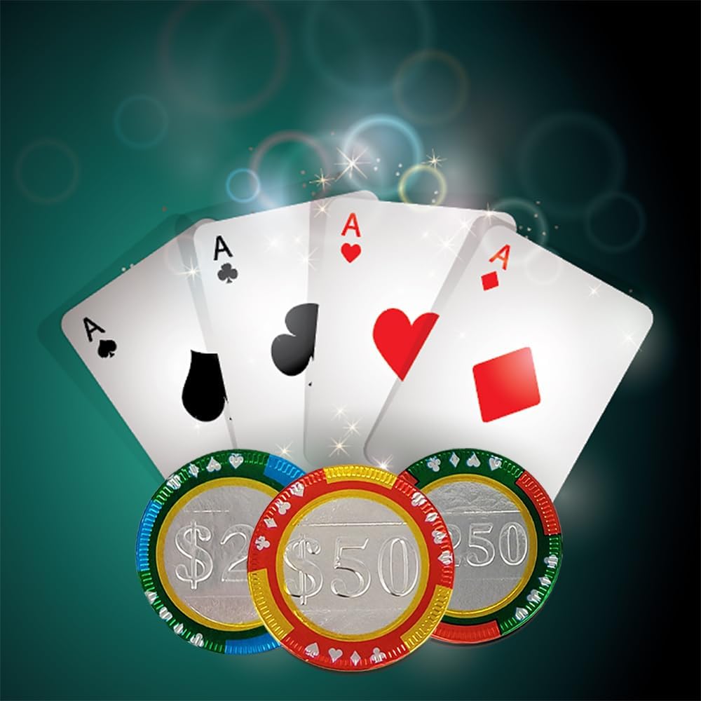 Fruidles poker chips coins arranged for party games and treasure chests