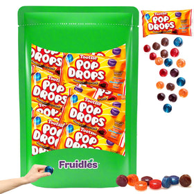 Fruidles Pop Drops with chewy roll center and chocolate filling, ideal for party favors and sharing.