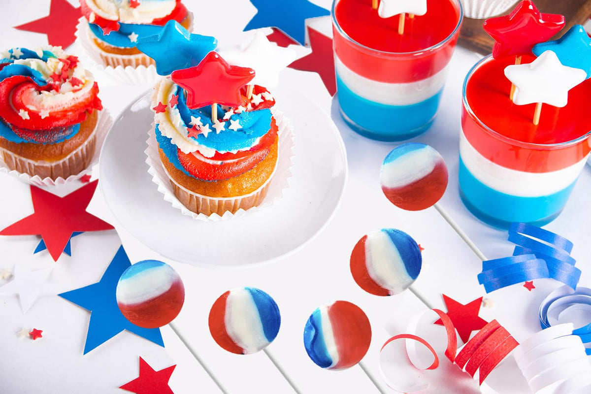 Fruidles red white blue candy lollipops ideal for events