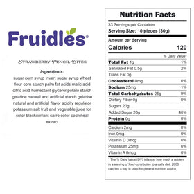 Fruidles Strawberry Pencil Bites close-up, creamy center and chewy texture.