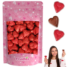 Fruidles Valentines Day milk chocolate heart in red foil, ideal party decor and treat