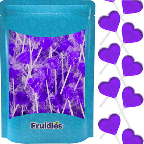 Fruidles Valentine heart-shaped lollipops, individually wrapped for on-the-go snacking.