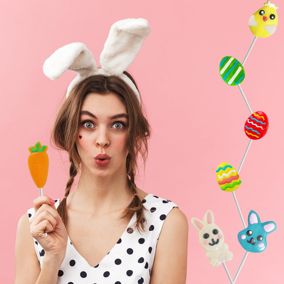 Fruidles yellow bunny design lollipops add festive visuals