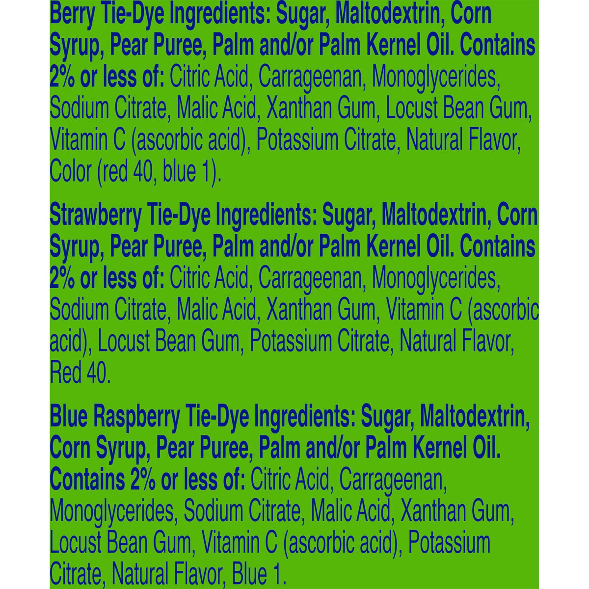 Fruit by the Foot gluten-free and gelatin-free label on packaging.