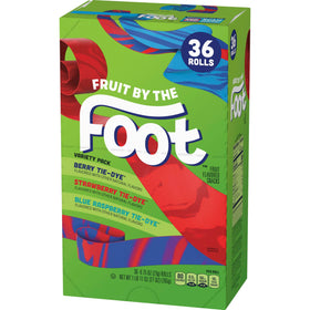 Fruit by the Foot strawberry-berry tie-dye roll; chewy, gluten-free snack kids love.
