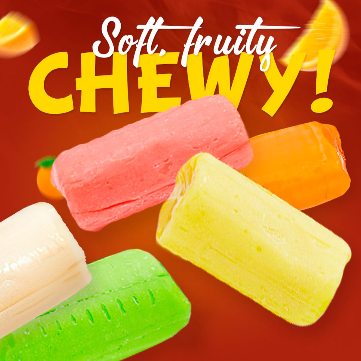 Fruit Chews Candy 2lb lemon flavor piece with zesty brightness for refreshing bites.