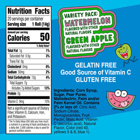 Fruit Roll-Ups Jolly Rancher Variety Pack back view showing colorful wrappers.