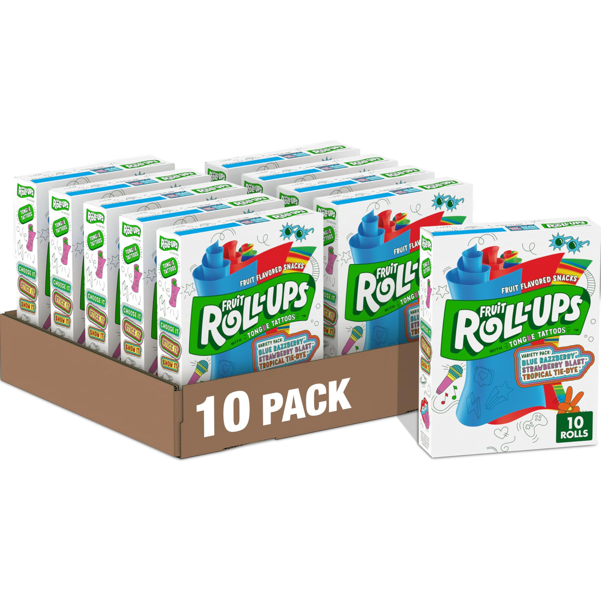 Fruit Roll-Ups Strawberry Sensation close-up highlighting bright strawberry flavor for lunchboxes
