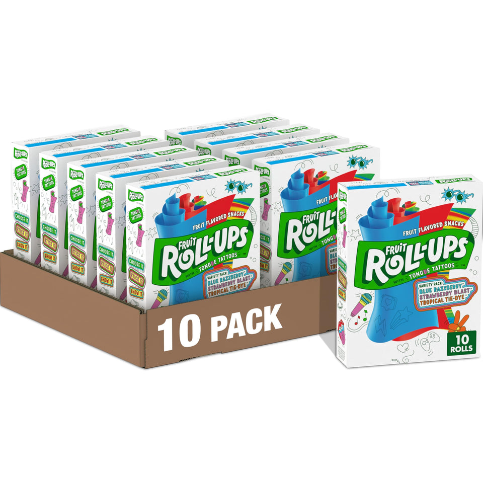 Fruit Roll-Ups Strawberry Sensation close-up highlighting bright strawberry flavor for lunchboxes