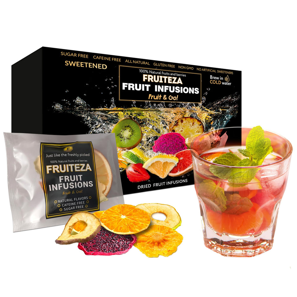 FRUITEZA Cold Brew Infusion Sampler with tropical flavors for refreshing iced tea.