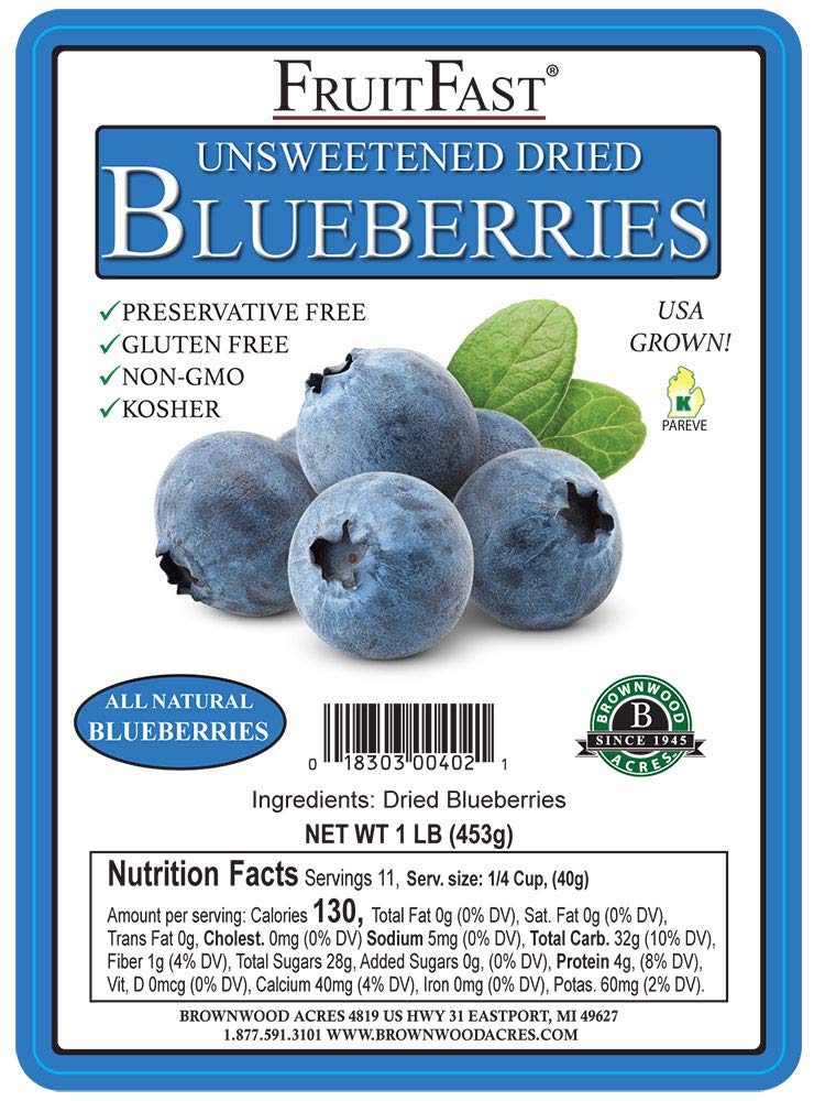 FruitFast unsweetened dried blueberries added to yogurt for a fruity boost.