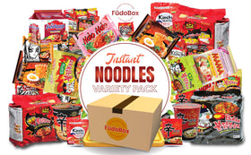 FUDOBOX Asian ramen variety pack collection showing diverse flavors for quick meals